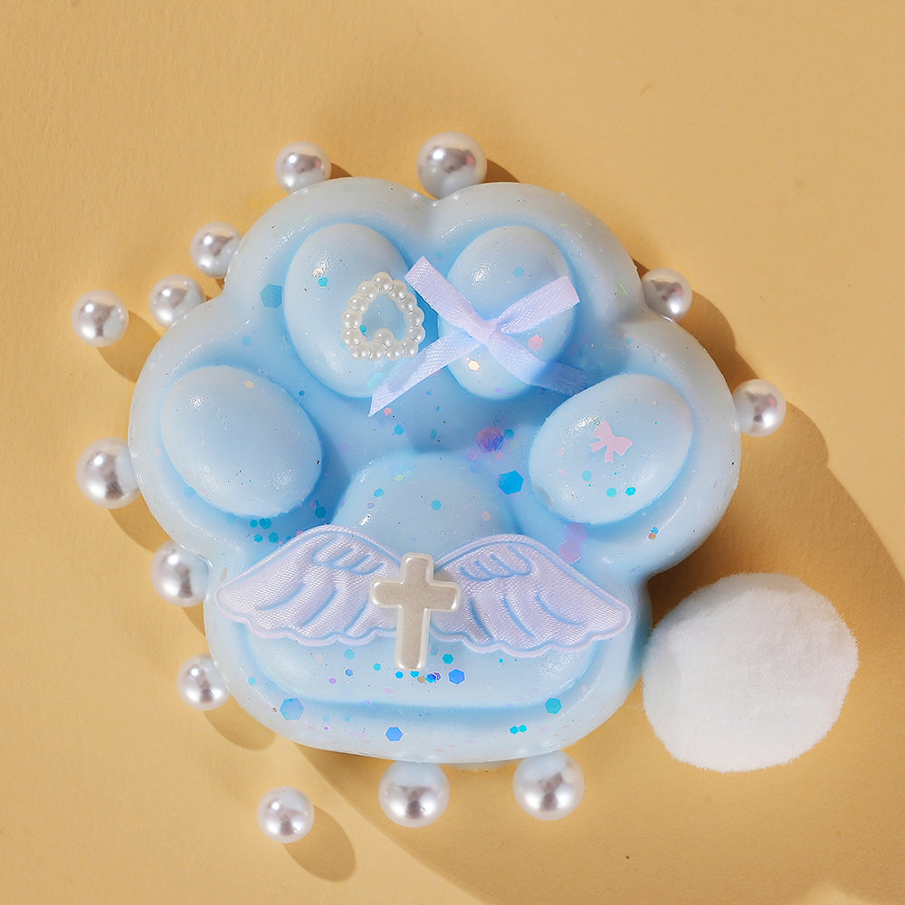 Handmade Taba Squishy | Blue Paw with Wings | Stress Relief Toy