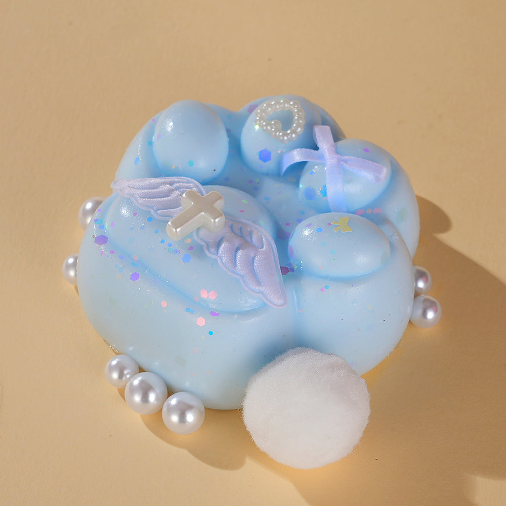 Handmade Taba Squishy | Blue Paw with Wings | Stress Relief Toy