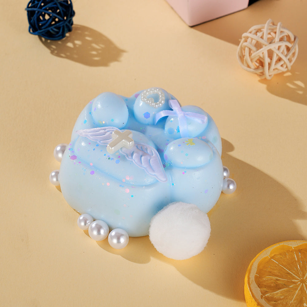 Handmade Taba Squishy | Blue Paw with Wings | Stress Relief Toy