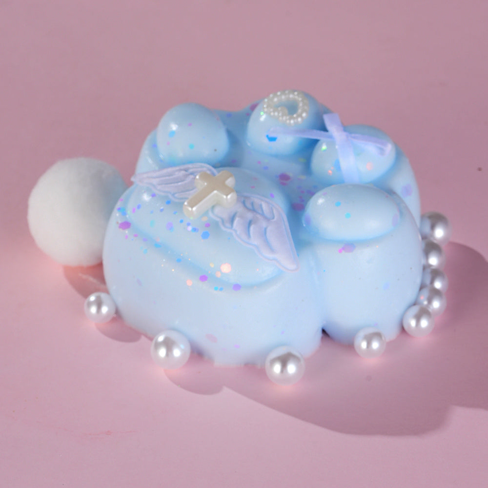 Handmade Taba Squishy | Blue Paw with Wings | Stress Relief Toy