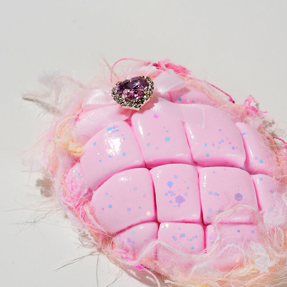 Handmade Taba Squishy | Bread with Diamond Heart | Stress Relief Toy