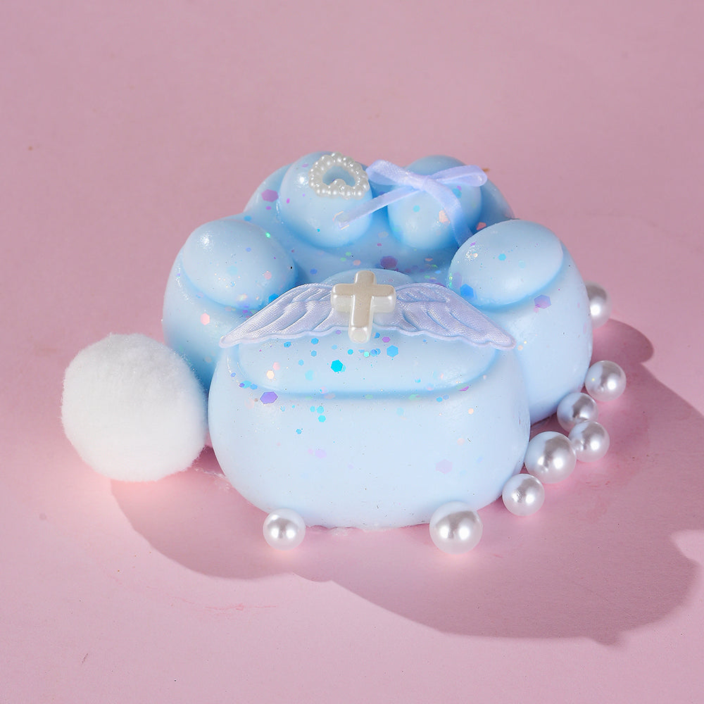 Handmade Taba Squishy | Blue Paw with Wings | Stress Relief Toy