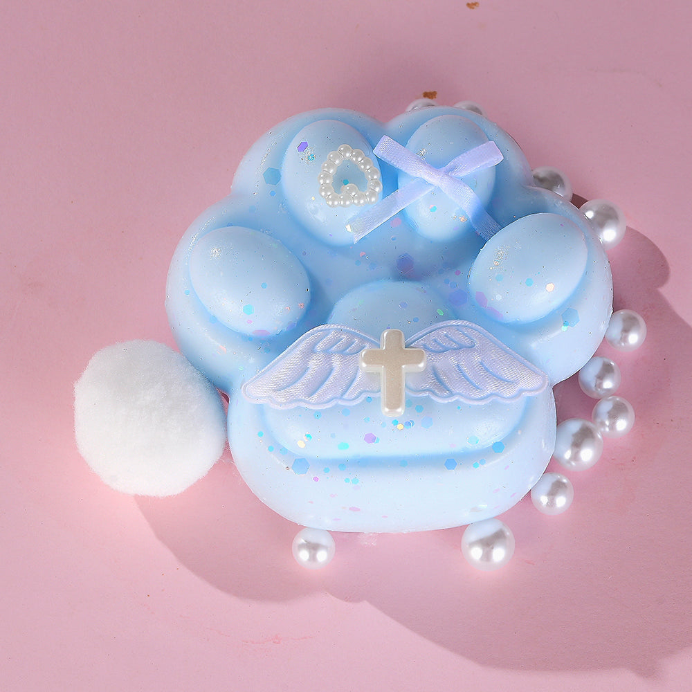 Handmade Taba Squishy | Blue Paw with Wings | Stress Relief Toy